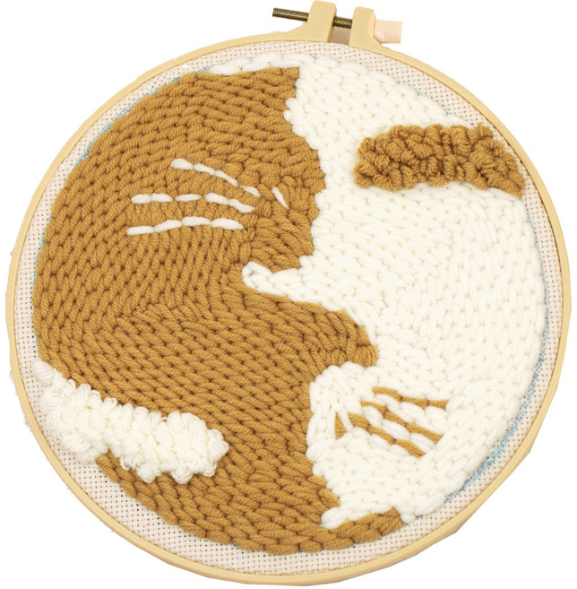 아트조이 DIY 펀치니들 자수 키트, 고양이 한쌍, 1개