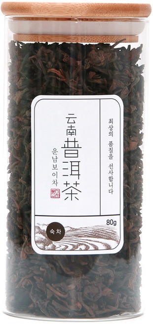 운남보이차 숙차 유리병, 80g, 1개, 1개입