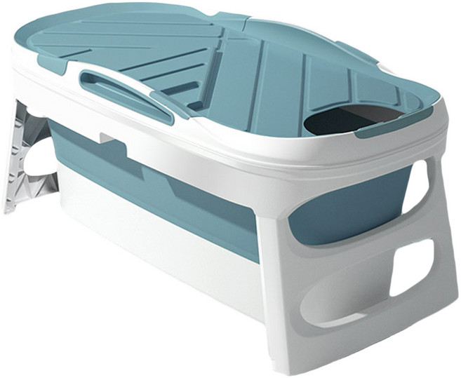 위드휴 프리미엄 접이식 욕조 + 커버 세트, 블루 대형