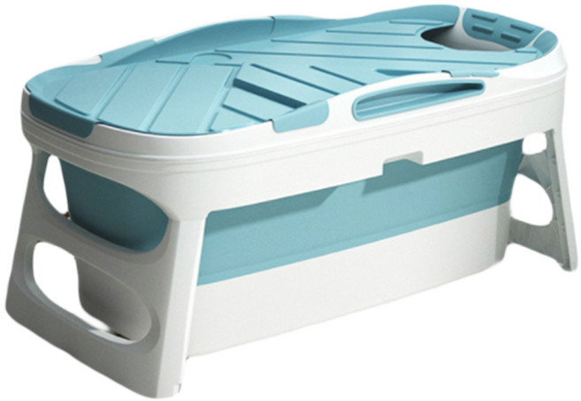 위드휴 프리미엄 접이식 욕조 + 커버 세트, 블루 특대형