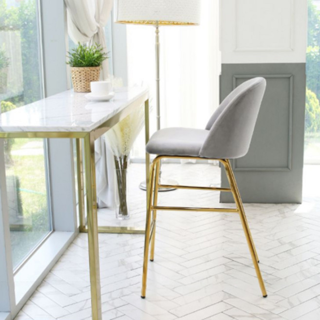 지엠퍼니처 에그 골드 벨벳 바체어, 그레이, 1개