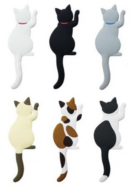 그뤠잇맘 고양이 냉장고 자석 걸이 후크 냥이가족 6종, 혼합색상, 1세트