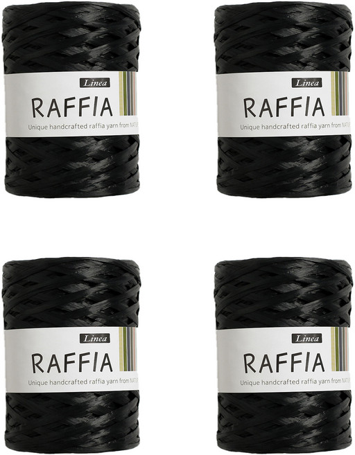 리네아 라피아 뜨개실, 420 블랙, 4개