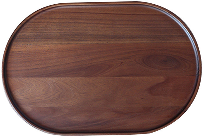 소소모소 핸드메이드 원목 타원 우드트레이, 브라운, 1개