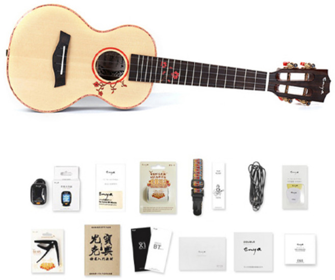 엔야 탑솔리드 S1 우쿨렐레 + 구성품 12종 세트, 콘서트, 1개