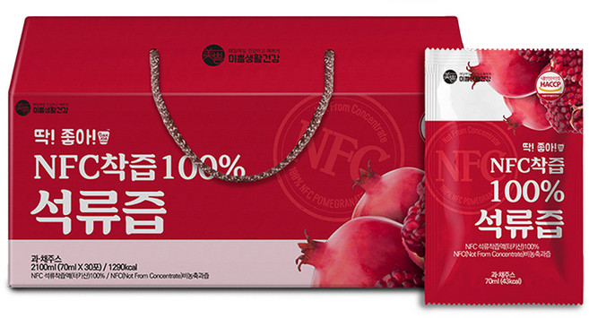 미쁨생활건강 딱좋아 NFC착즙 석류즙, 30개, 70ml