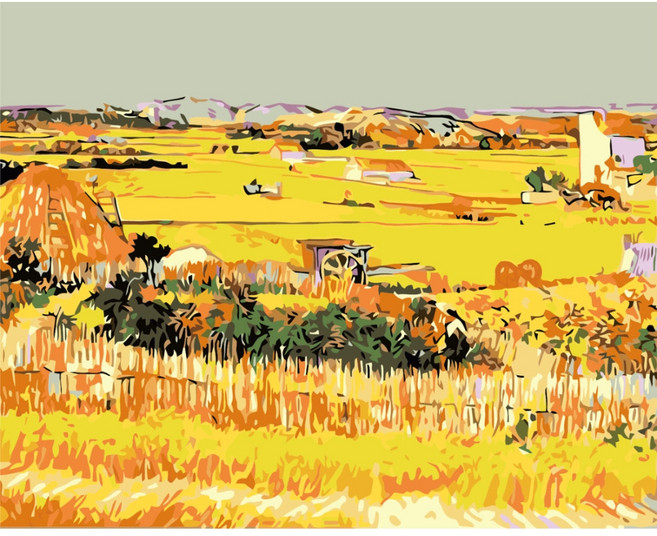 모모픽스페인팅 DIY 명화 그리기 세트 40 x 50 cm, 고흐 추수, 1개