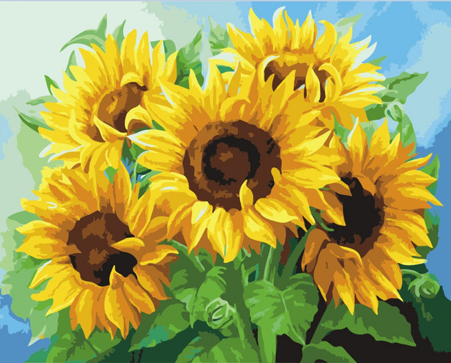 모모픽스페인팅 DIY 명화 그리기 세트 40 x 50 cm, 해바라기다섯송이, 1개