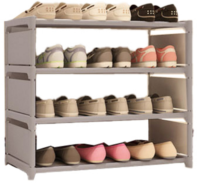 파스텔 4단 다용도 신발 정리대 선반, 그레이, 1개