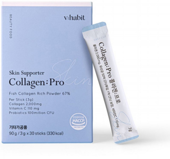브이해빗 저분자 피쉬 어린 콜라겐 프로 30p, 90g, 1개