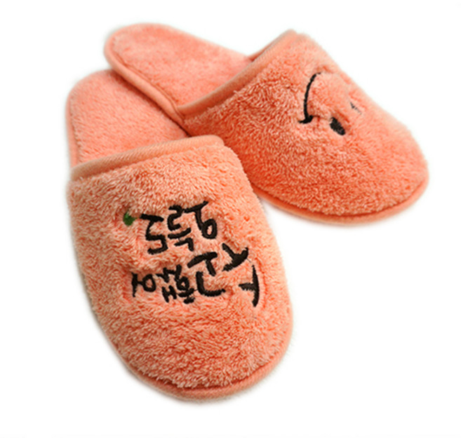 마이크로버 수고했어 오늘도 캘리 극세사 슬리퍼 살구, 1세트