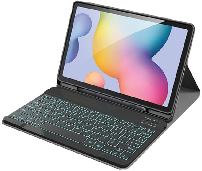 SDIC KELB 갤럭시탭S7 11 S펜 수납 블루투스 백라이트 키보드 케이스, 검정