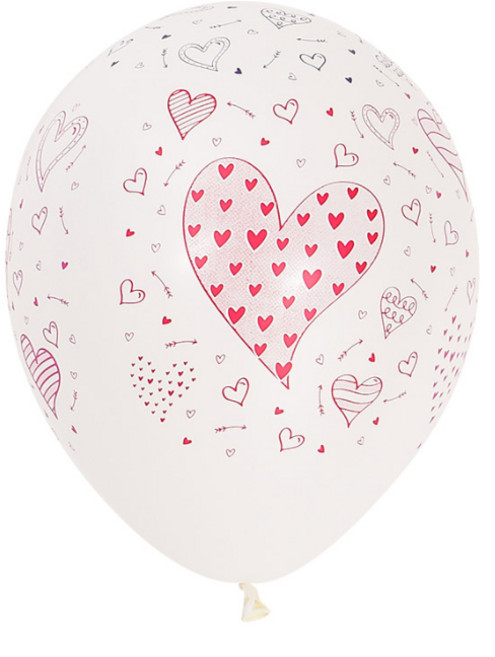 셈퍼텍스 하트앤에로우 화이트 30cm 풍선, 혼합색상, 24개