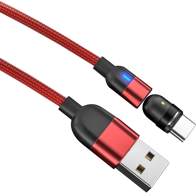 3合1磁力快速充電線 1m+連接頭 3種, 1m, 紅色