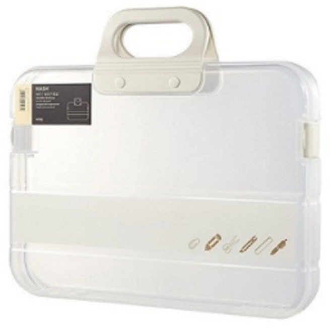 영그린 투명 손잡이형 A4 파일케이스, 화이트, 1개