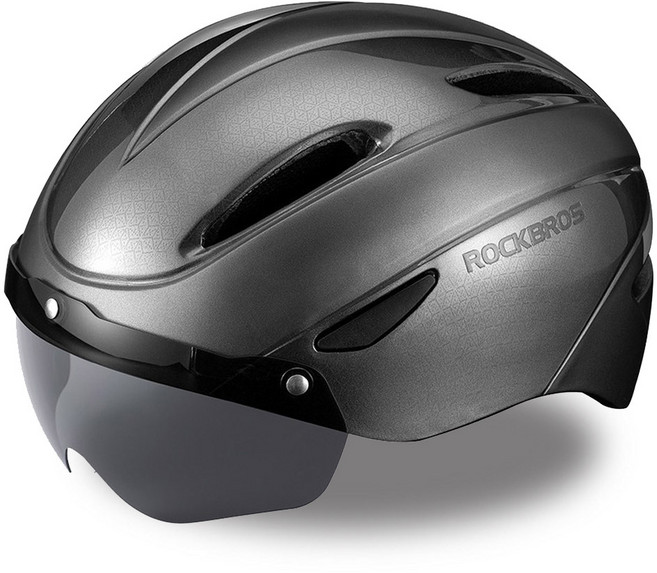 락브로스 고글 일체형 자전거 헬멧 WT-018S, 실버, 1개