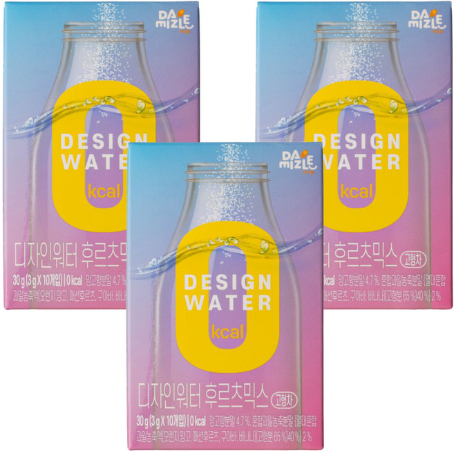 DAMIZLE Design Water零卡水果風味維他命C沖泡粉隨身包, 3g, 10條, 3盒