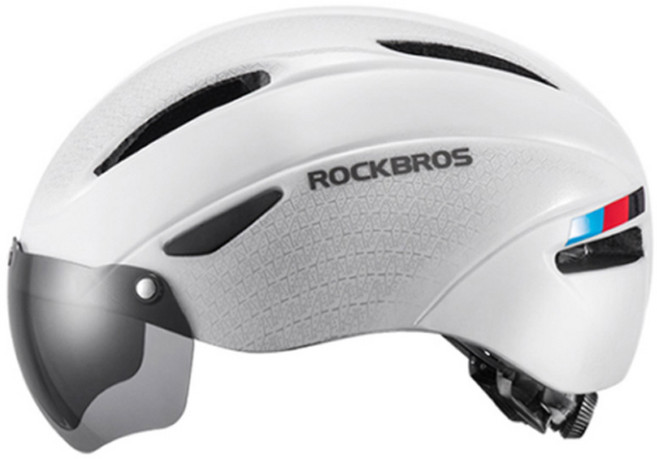 락브로스 고글 일체형 자전거 헬멧 WT-018S, 화이트, 1개