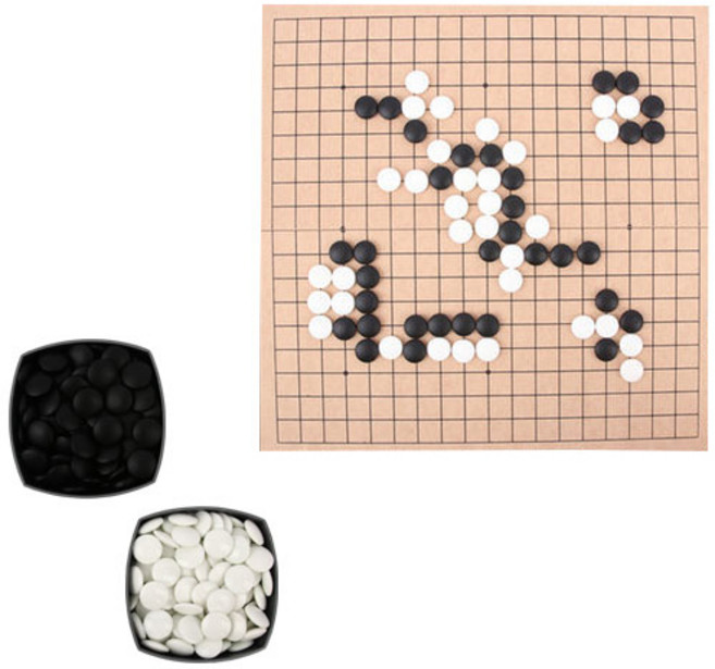 인효 9mm 바둑 장기 접판 + 소석 바둑알 세트, 혼합색상, 1개