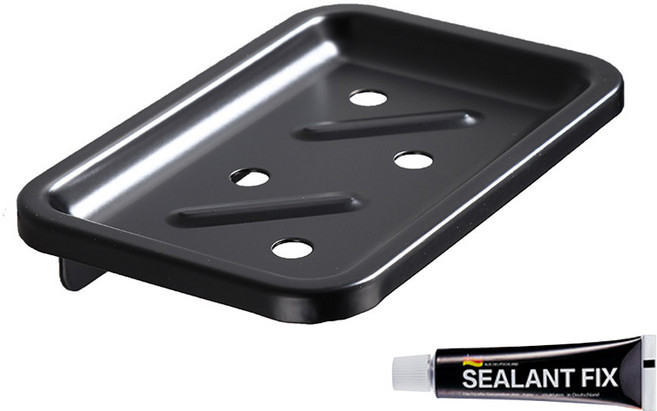 모나코올리브 메탈라인 플렛 비누받침 + 실란트픽스, 블랙(비누받침), 1세트