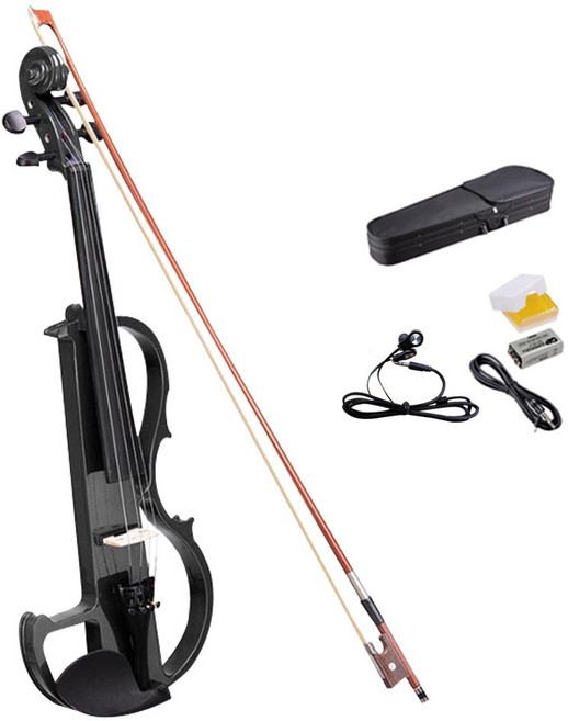 스마토이 입문용 연습용 전자 바이올린 + 케이스 포함, 블랙, 1개