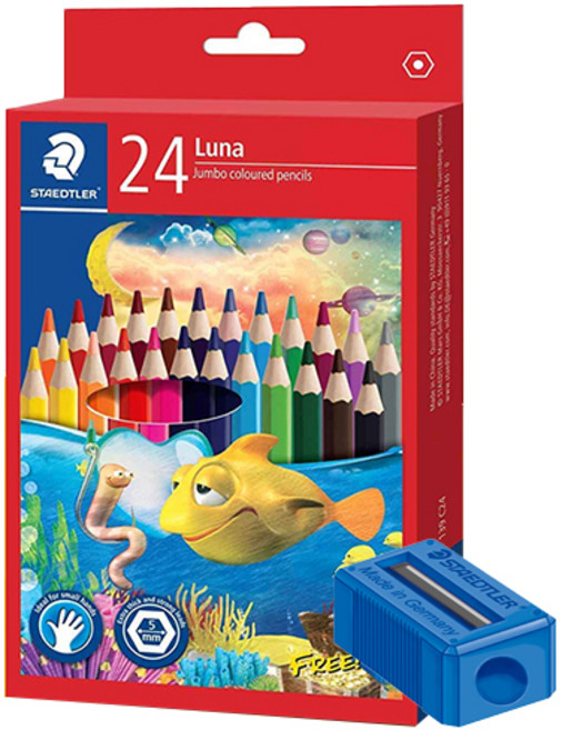 스테들러 루나 점보 색연필 + 연필깎이 세트, 24색, 1세트