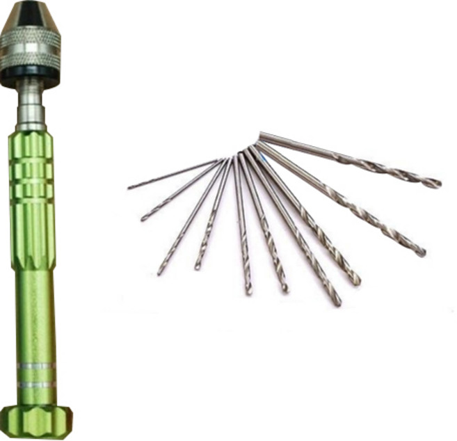 HD 프라모델 건담 건프라 컬러 핀바이스 그린 + 드릴날 10종 세트, 1세트