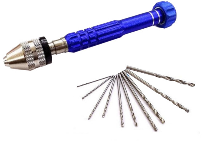 HD 프라모델 건담 건프라 컬러 핀바이스 블루 + 드릴날 10종 세트, 1세트