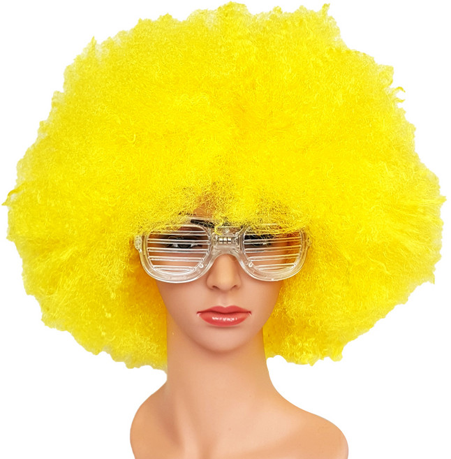 특대형 뽀글이 파티 가발, 노랑, 1개