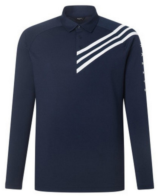 헤지스 남성용 골프 사선배색 긴팔 카라 티셔츠 HUTS1A211