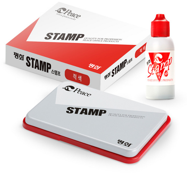 피스코리아 스탬프패드 + 잉크 세트, 적색, 1세트