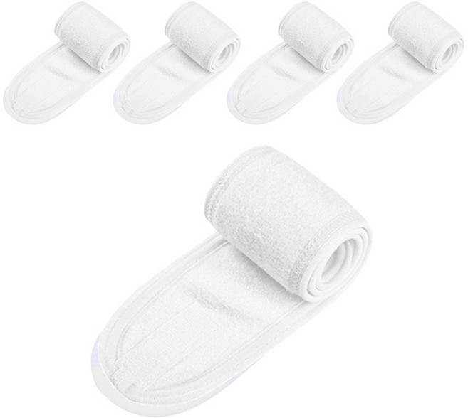 머리가 흘러내리지 않는 세안 터번, 화이트, 5개