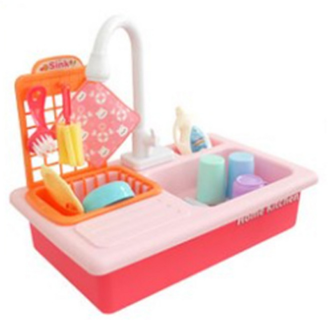 봉봉몬스터 물나오는싱크대 주방놀이 장난감, 핑크, 1개