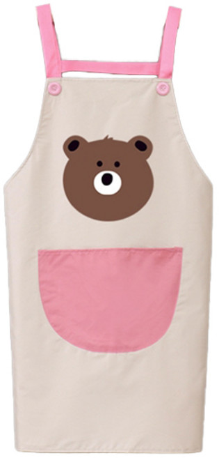 올나인 귀여운 곰돌이 앞치마 손수건 없음, 핑크 B, 1개