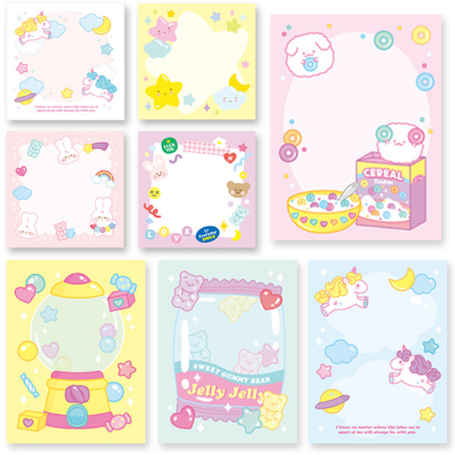 떡메모지 3탄 8종 세트, 혼합색상, 1세트