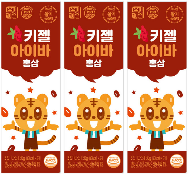 산내마을 키젤 아이바 양갱 홍삼 3p, 90g, 3개