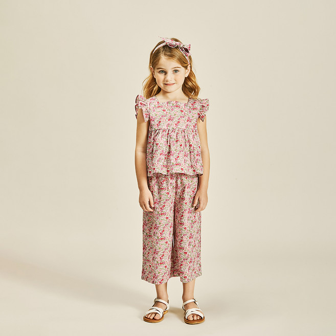 릴리빌리 여아용 리버티 포피포레스트 스퀘어넥 블라우스 바지 세트