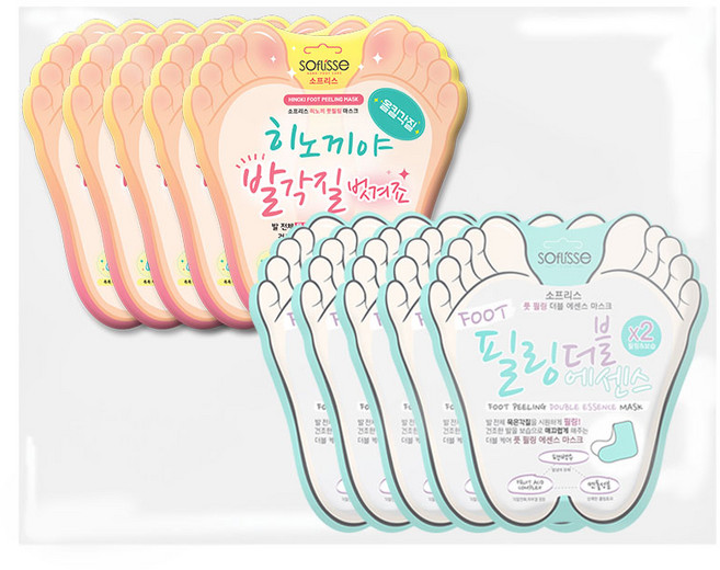 소프리스 풋필링 더블에센스 5p + 히노끼 풋필링 마스크 5p, 1세트