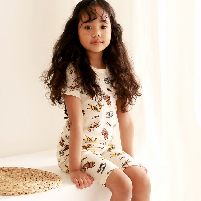 위드오가닉 아동용 통기성 반팔5부바지 슬림 실내복