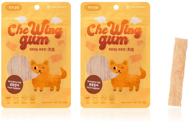 골드로니 강아지 꼭꼭씹는 츄윙껌, 치즈, 100g, 2개