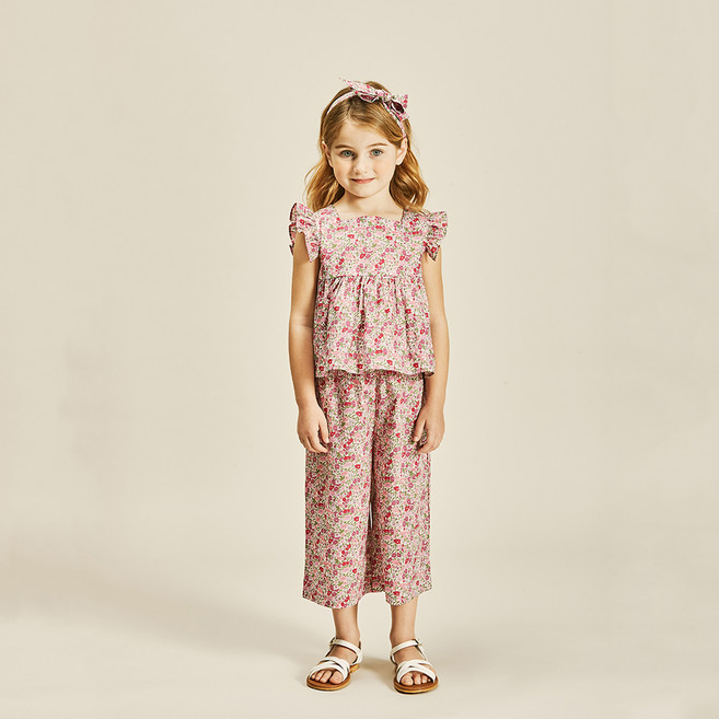 릴리빌리 여아용 리버티 포피포레스트 스퀘어넥 블라우스 바지 세트