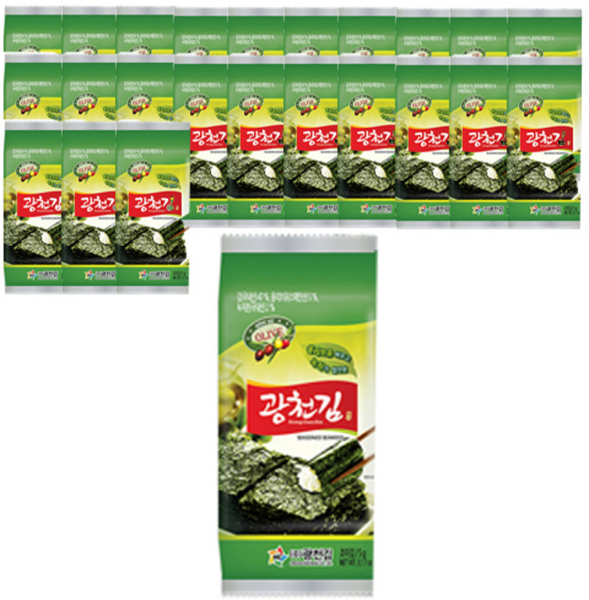광천김 올리브유 바르고 녹차가 첨가된 녹차김, 5g, 24개