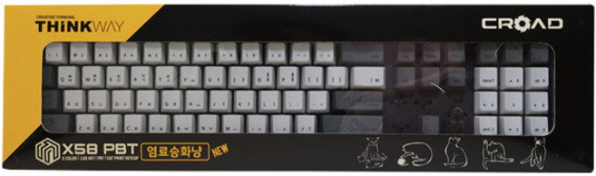 씽크웨이 CROAD 염료승화냥 X58 PBT 키캡, 다크그레이 + 라이트그레이, 일반형