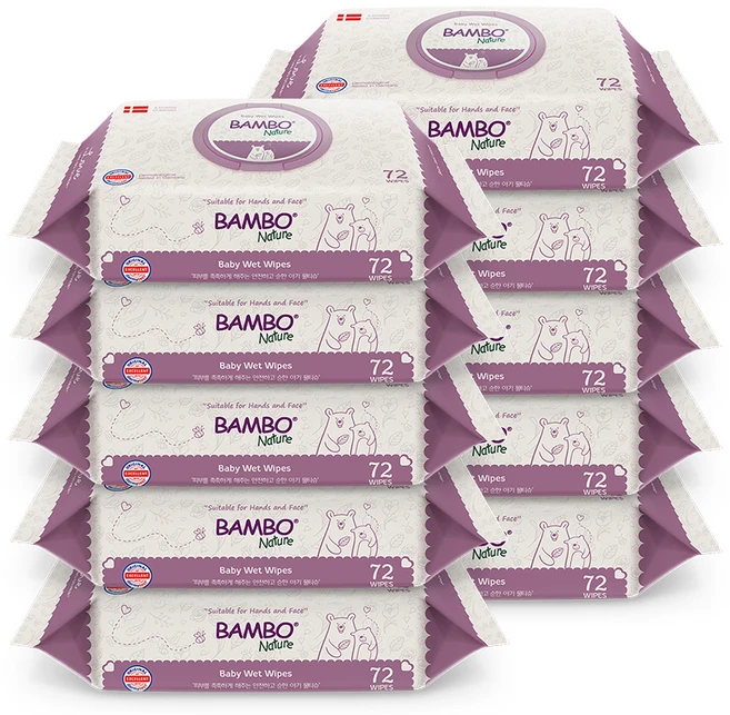 밤보네이처 밤보드림 프리미엄 물티슈 캡형, 53g, 72매, 10개 - 쿠팡