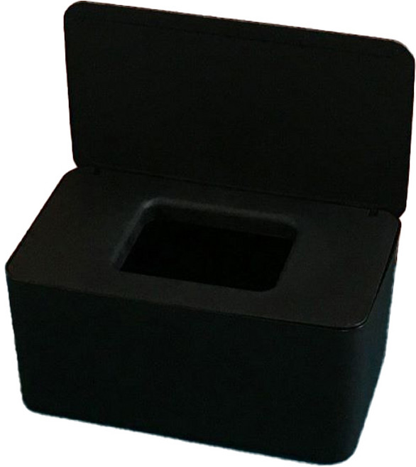 MEO 이중캡 밀폐커버 물티슈 케이스 100매용, 블랙, 1개