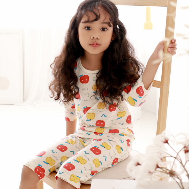 위드오가닉 아동용 통기성 7부 실내복