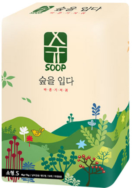 SOOP 밴드형 기저귀 유아용, 50매, 소형(S)