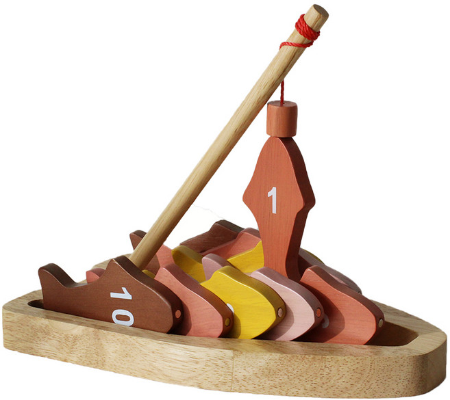 아카시아 우드 숫자 낚시놀이, 혼합색상, 1개