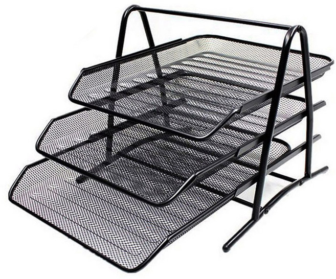 책상정리 스틸 서류정리대, 블랙, 3단