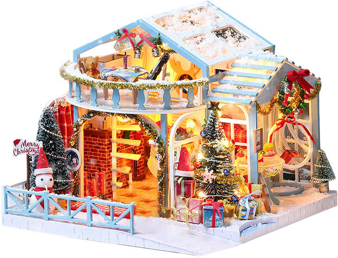 꼬미딜 DIY 미니어처하우스 2020-32 눈오는 밤 크리스마스 + 제작도구, 혼합색상, 1개